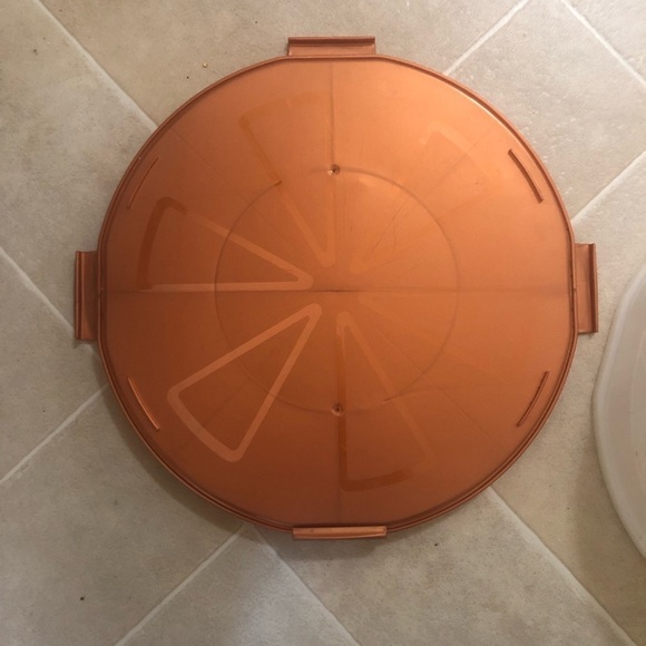 Lock & Lock Portable Round 10.6 QT Cake Cupcake Carrier Dk Orange Travel HLS110 - Picture 4 of 8